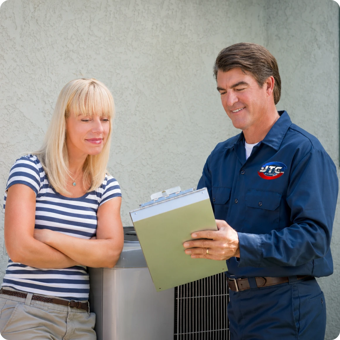 Service technician explaining maintenance details