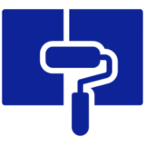 Paint roller icon on blue background
